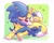 Size: 2048x1638 | Tagged: safe, artist:rexin, miles "tails" prower, sonic the hedgehog, 2017, bandage, barefoot, blushing, duo, eyes closed, gay, gloves off, heart, hugging, injured, kiss, kiss on cheek, looking at them, mouth open, open smile, outline, shipping, sitting, smile, sonic x tails
