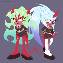 Size: 2048x2048 | Tagged: safe, artist:kanayanga, demon, kneesocks daemon (psg), mobianified, panty and stocking with garterbelt, scanty daemon (psg)