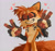 Size: 2048x1942 | Tagged: safe, artist:indigobeatss, miles "tails" prower, fox, 2025, arm fluff, back fluff, cheek fluff, chest fluff, chin fluff, clenched teeth, double v sign, ear fluff, eyelashes, eyes closed, faux 3d, fur markings, gloves off, grey background, grin, heart, lineless, male, redesign, simple background, smile, solo, standing, tail fluff, v sign, whiskers