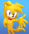 Size: 1080x1251 | Tagged: safe, artist:soleonthehedgehog, oc, oc:jamie the dog, dog, 2026, absurd res, blue eyes, chest fluff, collar, gradient background, lineless, looking at viewer, male, mouth open, oc only, open smile, reaching out, reaching towards the viewer, smile, solo, standing, yellow fur