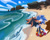 Size: 2048x1638 | Tagged: safe, artist:bongwaterwiz, shadow the hedgehog, sonic the hedgehog, hedgehog, 2026, beach, blushing, clouds, daytime, duo, eyes closed, fanfiction art, gay, hugging, kiss, kiss on lips, male, ocean, outdoors, rock, sand, shadow (lighting), shadow x sonic, shipping, sonadow exchange, standing, water
