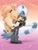 Size: 1536x2048 | Tagged: safe, artist:keliinox, tangle the lemur, whisper the wolf, lemur, wolf, 2026, blushing, carrying them, cute, duo, eye clipping through hair, eyes closed, female, flag, heart, hugging, idw sonic the hedgehog, lesbian, lesbian pride, pride, pride month, shipping, smile, standing, tangabetes, tangle x whisper, whispabetes