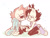 Size: 684x525 | Tagged: safe, artist:jadeyarts, nicole the hololynx, sally acorn, fanfic:rediscovered frontiers, black sclera, duo, fanfiction art, female, holding hands, kneeling, looking at them, robian