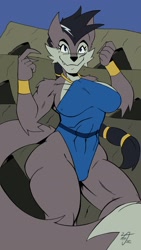Size: 1080x1920 | Tagged: safe, artist:morijuri, lupe the wolf, wolf, big breasts, breasts, female