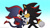 Size: 1280x708 | Tagged: safe, artist:firestormfoxcinder, eclipse the darkling, shadow the hedgehog, black sclera, duo, gradient background, pointing, scolding