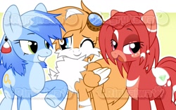 Size: 2003x1261 | Tagged: safe, artist:rinkaiwa, knuckles the echidna, miles "tails" prower, sonic the hedgehog, gender swap, pegasus, ponified, pony, species swap