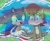 Size: 1751x1430 | Tagged: safe, artist:angiethecat, sally acorn, sonic the hedgehog, chipmunk, hedgehog, 2026, daytime, duo, female, flower, grass, looking at something, male, open mouth, plant, puddle, rainbow, reflection, sally x sonic, sally's vest and boots, shipping, sitting, smile, straight, water