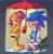 Size: 2073x2133 | Tagged: safe, artist:angiethecat, sally acorn, sonic the hedgehog, chipmunk, hedgehog, 2026, archie sonic the hedgehog, duo, eyes closed, female, hand on head, holding something, light, male, puddle, rain, raincoat, sally x sonic, shipping, smile, standing, straight, umbrella, water, wet