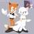 Size: 1280x1280 | Tagged: safe, artist:kanayanga, cat, barely sonic related, disney, duchess (the aristocats), duo, female, grey background, looking at each other, male, mobianified, mouth open, open smile, reference inset, simple background, smile, smiling at each other, the aristocats, thomas o'malley (the aristocats)