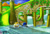 Size: 1280x876 | Tagged: safe, artist:lkurdyl, miles "tails" prower, sonic the hedgehog, fox, hedgehog, aquatic ruin zone, sonic the hedgehog 2, 2024, berry, classic sonic (universe), clouds, daytime, duo, food, fruit, grass, invincibility monitor, log, male, monitor, outdoors, pillar, plant, pointing, running, running on water, spinning tails, splash, treads, vine, water, waterfall