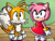 Size: 2048x1536 | Tagged: safe, artist:tailamyfan009, amy rose, miles "tails" prower, fox, hedgehog, sonic x, 2025, absurd res, amy x tails, duo, female, looking at viewer, looking offscreen, male, redraw, shipping, smile, standing, straight