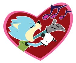 Size: 1024x848 | Tagged: safe, artist:sheenathehedgehog, 2015, beaver, buck teeth, eyes closed, hand out, heart, holding something, justin beaver, male, microphone, mouth open, musical note, musical notes, outline, side view, simple background, singing, solo, transparent background
