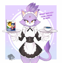 Size: 1981x2000 | Tagged: safe, artist:skyversa, blaze the cat, maid outfit