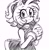 Size: 1994x2048 | Tagged: safe, artist:usagivivy, amy rose, hedgehog, 2026, :3, clothes, dress, eyelashes, female, hands together, line art, looking at viewer, monochrome, signature, simple background, sketch, smile, smiling at viewer, solo, white background
