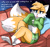 Size: 2795x2641 | Tagged: safe, artist:bulluppa, miles "tails" prower, fox, 2020, aged up, butt, complaining, couch, cropped hoodie, dialogue, english text, eyebrow clipping through hair, eyelashes, femboy, gradient background, indoors, knee fluff, lidded eyes, looking offscreen, male, midriff, mouth open, pillow, shorts, sitting, socks, solo, tails is not amused, talking, text, unamused