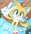 Size: 1280x1407 | Tagged: safe, artist:mary7ka55778, miles "tails" prower, fox, 2026, cute, daytime, flower, leaf, looking at viewer, looking up, looking up at viewer, male, outdoors, petal, plant, sitting, solo, solo male, tailabetes, v sign, water
