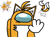 Size: 1396x1040 | Tagged: safe, artist:tjf, miles "tails" prower, among us, crossover, waving