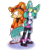 Size: 1000x1100 | Tagged: safe, artist:xxsjdoodlesxx, sonar the fennec, fox, porcupine, 2018, back to back, clothes, duo, eyewear on head, female, fennec, goggles, goggles on head, looking at viewer, male, simple background, smile, smiling at viewer, spike the porcupine, standing, transparent background, watermark, wink
