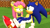 Size: 2048x1155 | Tagged: safe, artist:apoc-hedgie, artist:darkhedgehog23, artist:elesis-knight, artist:hyperchaotix, artist:icembl, artist:jackydik, artist:nibroc-rock, artist:randomtbush, artist:thomasinkling, mina mongoose, sonic the hedgehog, hedgehog, mongoose, green hill zone, 2022, 3d, carrying them, daytime, duo, female, flirting, gmod, grass, looking at each other, male, mina x sonic, orange brown checkerboard, outdoors, shipping, smile, standing, straight, tree