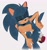 Size: 1592x1710 | Tagged: suggestive, artist:luffydguzzler, shadow the hedgehog, sonic the hedgehog, hedgehog, 2025, bending over, blushing, claws, clenched teeth, disembodied hand, duo, femboy, frown, gloves off, grabbing, hand on hip, lidded eyes, male, offscreen character, shipping, simple background, solo focus, sonic is not amused, sonic x tails, thigh grab, unamused, white background