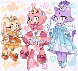 Size: 2048x1866 | Tagged: safe, artist:scruffiberri, amy rose, blaze the cat, cream the rabbit, princess daisy, princess peach, rosalina