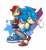 Size: 1024x1110 | Tagged: safe, artist:proxt2k, sally acorn, sonic the hedgehog, chipmunk, hedgehog, 2018, abstract background, archie sonic the hedgehog, duo, female, looking at viewer, looking back, looking back at viewer, male, pose, sally x sonic, sally's ringblader outfit, shipping, smile, smiling at viewer, straight