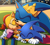 Size: 950x856 | Tagged: safe, artist:risziarts, manik acorn, sonia acorn, sonic the hedgehog, chipmunk, hedgehog, 2022, adult, blanket, building, child, crown, eyes closed, father and child, father and daughter, father and son, female, hands on another's back, indoors, king sonic, male, nighttime, open mouth, parent and child, parent:sally, parent:sonic, parents:sonally, siblings, sleeping, sofa, trio, wholesome