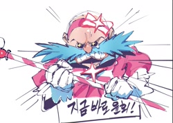 Size: 1567x1124 | Tagged: safe, artist:panhaley54803, robotnik, 2026, alternate outfit, bow, crossdressing, dress, holding something, korean text, simple background, solo, staff, white background