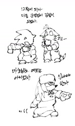 Size: 1012x1708 | Tagged: safe, artist:panhaley54803, knuckles the echidna, miles "tails" prower, sonic the hedgehog, 2025, alternate outfit, coat, greyscale, monochrome, simple background, sketch, standing, team sonic, trio, white background