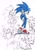 Size: 1431x2048 | Tagged: safe, artist:panhaley54803, sonic the hedgehog, hedgehog, 2024, arm behind head, arms behind head, dialogue, grin, hand behind head, head rest, korean text, looking at viewer, looking offscreen, male, one eye closed, simple background, sitting, sketch, sketch page, smile, solo, speech bubble, standing, white background