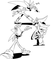 Size: 1371x1573 | Tagged: safe, artist:panhaley54803, shadow the hedgehog, silver the hedgehog, sonic the hedgehog, 2024, greyscale, hand in pocket, jacket, korean text, monochrome, shadow (lighting), simple background, sketch, smile, standing, sunglasses, trio, white background