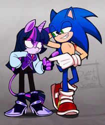 Size: 1690x2000 | Tagged: safe, artist:workingad2630, sonic the hedgehog, mobianified, my little pony, twilight sparkle