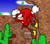 Size: 956x836 | Tagged: safe, artist:captainquack64, knuckles the echidna, echidna, cactus, climbing, daytime, flat colors, frown, gloves, male, outdoors, shoes, solo