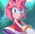 Size: 900x871 | Tagged: safe, artist:angiethecat, amy rose, hedgehog, 2026, amy's halterneck dress, clothes, daytime, deviantart watermark, dress, female, gloves, headband, lineless, looking at viewer, obtrusive watermark, smile, smiling at viewer, solo, watermark
