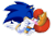 Size: 1256x846 | Tagged: safe, artist:risziarts, sally acorn, sonic the hedgehog, chipmunk, hedgehog, 2020, blushing, duo, envelope, eyes closed, female, hand on another's back, holding something, holding them, kiss, kiss on lips, male, sally x sonic, sally's ringblader outfit, shipping, straight, surprised, transparent background, valentine's day