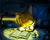 Size: 720x572 | Tagged: safe, artist:puretails, miles "tails" prower, fox, book, chair, dark, eyes closed, indoors, lamp, light, male, pencil, sleeping, solo, table, wrench