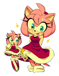 Size: 812x1057 | Tagged: safe, artist:kiioki11, amy rose, hedgehog, amybetes, blep, clothes, cute, dress, female, simple background, tongue out, white background