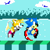 Size: 2048x2048 | Tagged: safe, artist:ssnsonic, miles "tails" prower, sonic the hedgehog, fox, hedgehog, 2026, classic sonic, classic sonic (universe), classic tails, clouds, daytime, duo, frown, looking ahead, looking offscreen, outdoors, pixel art, running, sonic the hedgehog 2 (8bit), spinning tails, time hill zone, water