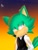Size: 768x1024 | Tagged: dead source, safe, artist:alusniper, wolf, 2019, clothes, frown, gears the wolf, gradient background, lineless, male, outdoors, shooting star, signature, solo, star (sky)