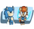 Size: 1024x872 | Tagged: safe, artist:bohemianlizardking, sally acorn, sonic the hedgehog, chipmunk, hedgehog, 2018, abstract background, duo, female, glowing, looking at viewer, male, pose, ringblader, sally x sonic, sally's ringblader outfit, shipping, smile, smiling at viewer, standing, straight