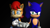 Size: 1920x1080 | Tagged: safe, artist:masonfazbear, sally acorn, sonic the hedgehog, chipmunk, hedgehog, 2021, 3d, archie sonic the hedgehog, black background, duo, female, looking at viewer, male, pose, sally x sonic, sally's ringblader outfit, shipping, simple background, smile, smiling at viewer, source filmmaker, standing, straight, wallpaper