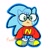 Size: 768x768 | Tagged: safe, artist:marimo838, nicky, sonic the hedgehog, chibi, clothes, cute, frown, glasses, looking at viewer, signature, simple background, solo, sonic the hedgehog (shogakukan), standing, sweater, tears, white background