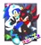 Size: 1540x1663 | Tagged: safe, artist:marimo838, shadow the hedgehog, sonic the hedgehog, border, chaos emerald, clothes, cross popping vein, duo, duo male, ear piercing, grin, hand on another's shoulder, hood up, hoodie, looking at viewer, looking offscreen, male, piercing, smile, smiling at viewer, white border