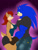 Size: 2700x3600 | Tagged: safe, artist:emokat87, sally acorn, sonic the hedgehog, chipmunk, hedgehog, 2020, archie sonic the hedgehog, clothes, duo, female, fully clothed, gloves, holding hands, looking at each other, male, muscular, muscular female, muscular male, pants, sally x sonic, shipping, shirt, shorts, smile, smiling at viewer, standing, straight, t-shirt