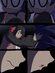 Size: 1302x1736 | Tagged: safe, artist:kurobart64, artist:superguy551, sonic the hedgehog, human, comic:birthday comic (superguy551), 2025, collaboration, comic, crossover, crossover shipping, duo, ellen joe, eyes closed, female, hands on another's face, imminent kissing, male, shipping, straight, zenless zone zero