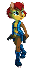 Size: 511x1027 | Tagged: safe, artist:c-puff, sally acorn, belt, boots, gun, vest