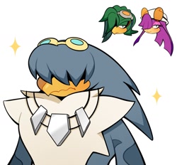 Size: 1185x1100 | Tagged: safe, artist:tiramisuuuu_6, jet the hawk, storm the albatross, wave the swallow, albatross, swallow, alternate hairstyle, babylon rogues, birt, emo, female, hawk, male, solo focus, sparkles, trio