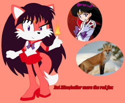 Size: 984x812 | Tagged: safe, artist:moonsonic1, fox, bow, bowtie, clothes, female, fire, irl, magical girl, mobianified, rei hino, sailor moon, skirt, solo