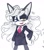 Size: 1172x1344 | Tagged: safe, artist:kaob1112, infinite the jackal, gender swap, heterochromia, one fang, simple background, solo, suit, tie, white background
