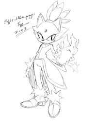 Size: 1600x2000 | Tagged: safe, artist:superguy551, blaze the cat, 2023, female, fire, greyscale, monochrome, pyrokinesis, simple background, sketch, solo, standing, white background